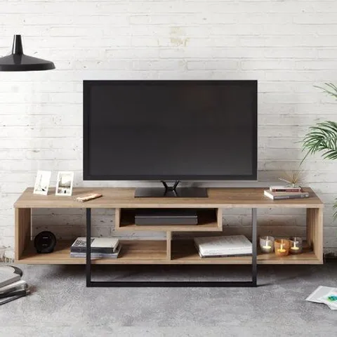 BOXED BELORA TV STAND FOR TV'S UPTO 65 INCHES- WALNUT