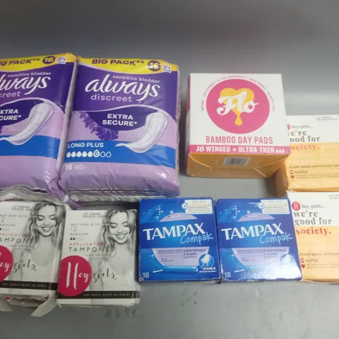 LOT OF 9 ASSORTED PACKETS OF WOMENS HYGIENE PRODUCTS