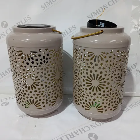 BOXED GARDEN REFLECTIONS SET OF 2 PATTERNED SOLAR LANTERNS