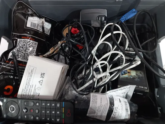 BOX OF APPROXIMATELY 15 ASSORTED ITEMS TO INCLUDE - VIRGIN MEDIA TV REMOTE - NOW TV BOX - SKY BOX ECT