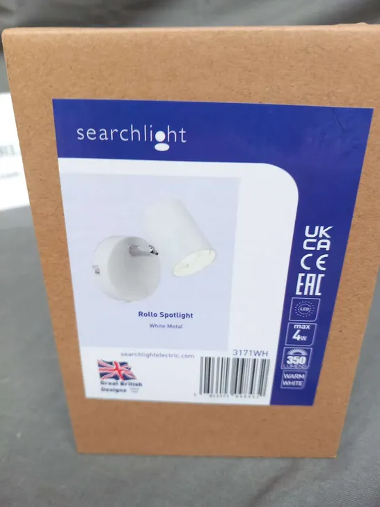 12 BRAND NEW BOXED SEARCHLIGHT ROLLO SPOTLIGHT WHITE METAL AND CHROME