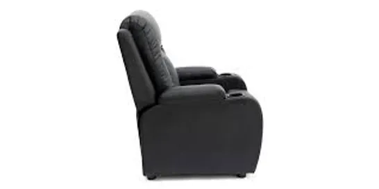 BOXED DESIGNER BLACK LEATHER PUSHBACK RECLINING EASY CHAIR (1 BOX)