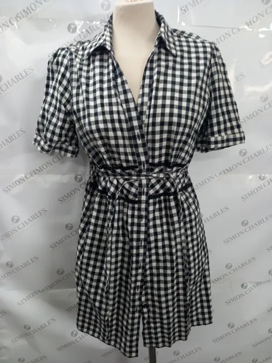 CHEROKEE BLACK/WHITE CHECK SHIRT DRESS - 14