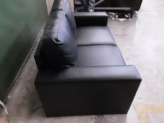 DESIGNER BLACK LEATHER 2-SEATER SOFA 