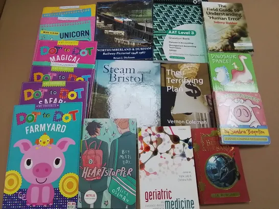 LARGE QUANTITY OF ASSORTED BOOKS TO INCLUDE GERIATRIC MEDICINE, THE TALES OF BEETLE THE BARD AND VARIOUS CHILDREN'S BOOKS