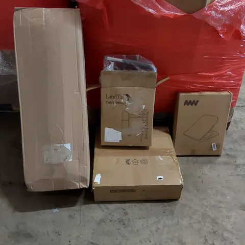 PALLET OF ASSORTED ITEMS INCLUDING: DECORATIVE LED LIGHT, JUMPI 90CM MATTRESS, TOILET SAFETY RAIL, TOILET SEAT