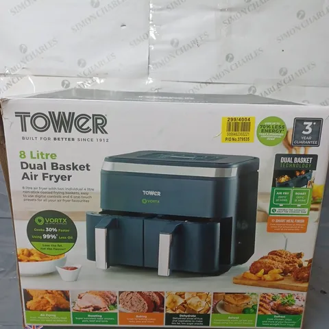 TOWER 8 LITRE DUAL BASKET AIR FRYER BLACK