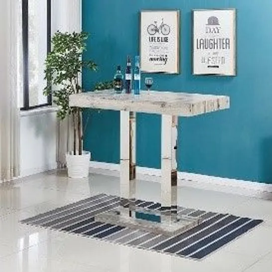 BOXED BRAND NEW CAPRICE RECTANGULAR WOODEN BAR TABLE IN GREY OAK EFFECT 110×120×70CM (2 BOXES)