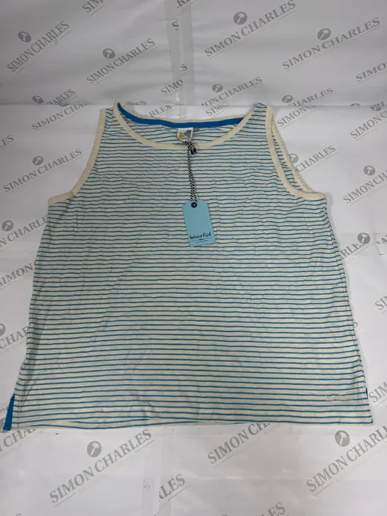 WEIRD FISH NELLY ORGANIC MICRO STRIPE VEST IN WHITE SIZE 22