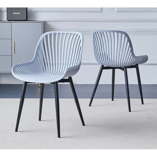 BOXED EKER SLAT BACK SIDE CHAIRS IN GREY - SET OF 2 (1 BOX)