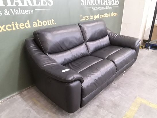 QUALITY FRANCIS JET BLACK FAUX LEATHER POWER RECLINING THREE SEATER SOFA 
