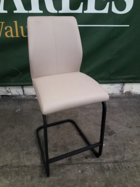 BEIGE LEATHER DINING CHAIR 