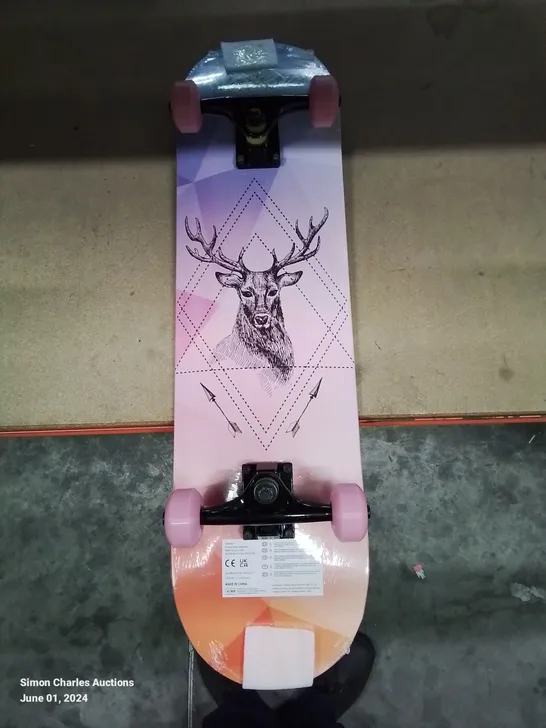 BOXED NEW KIDS PINK SKATEBOARD WITH STAG DESIGN 