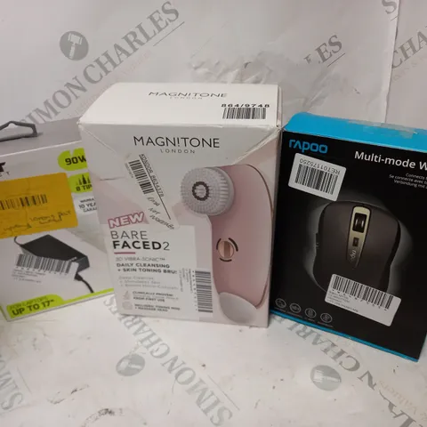 APPROXIMATELY 10 ASSORTED ELECTRICALS TO INCLUDE RAPOO MOUSE, MAGNITONE NARE FACED2, LAPTOP POWER SUPPLY, ETC