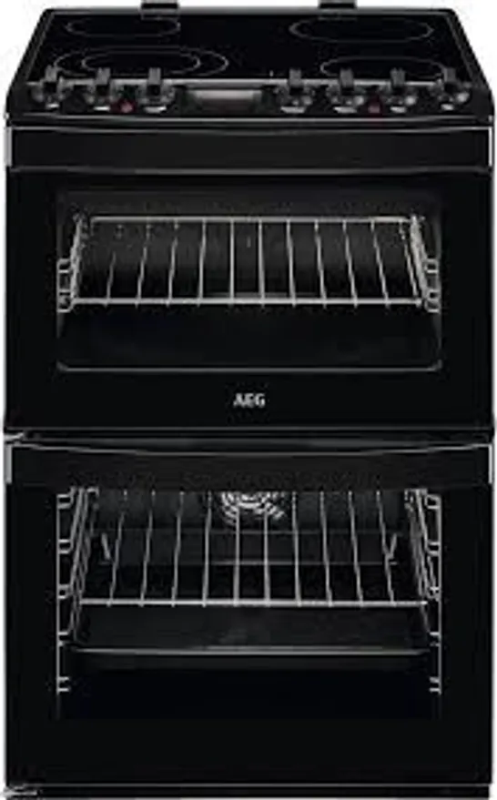 AEG ELECTRIC CERAMIC HOB DOUBLE OVEN COOKER 60cm BLACK Model CCB6740ACB