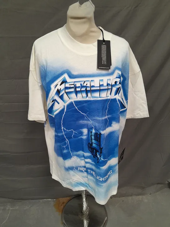 REPRESENT METALLICA RIDE THE LIGHTNING TSHIRT IN FLAT WHITE SIZE M