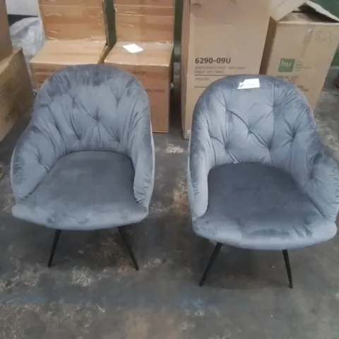 SET OF 2 UPHOLSTERED FABRIC CASUAL CHAIRS IN GREY 