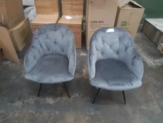 SET OF 2 UPHOLSTERED FABRIC CASUAL CHAIRS IN GREY 