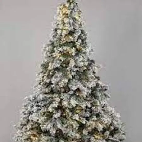 BOXED 7FT FLOCKED PRELIT DOWNSWEPT PINE EFFECT TREE RRP £259.99