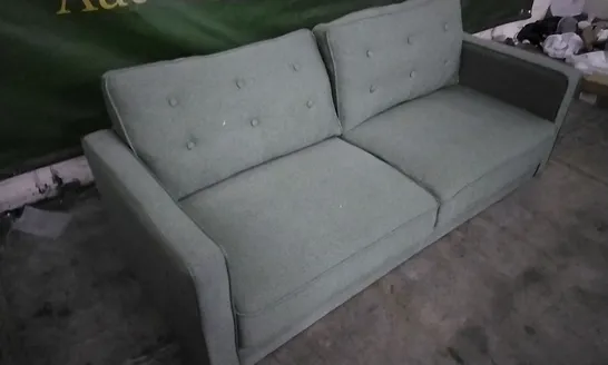 DESIGNER OLIVE GREEN FABRIC 3 SEATER BUTTONBACK SOFA