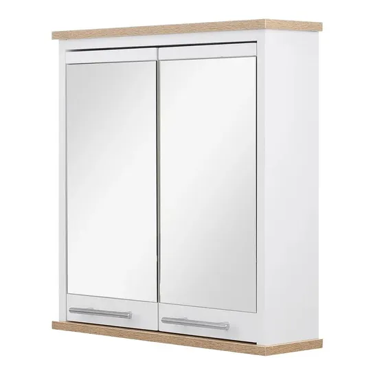 BOXED JERI 52×54 SURFACE MOUNT MIRROR WHITE/WOOD EFFECT 