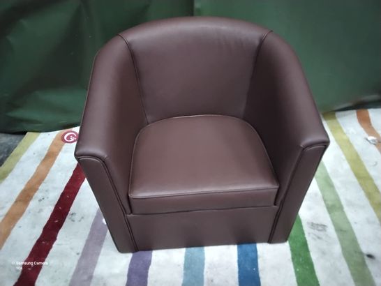 DESIGNER HASELBURY TUB ARMCHAIR TAN LEATHER