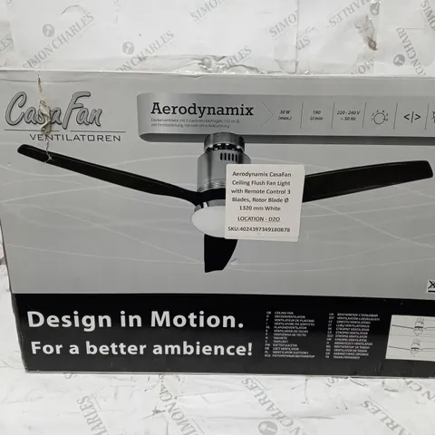 BOXED AERODYNAMIX CASEFAN CEILING FLUSH FAN LIGHT  