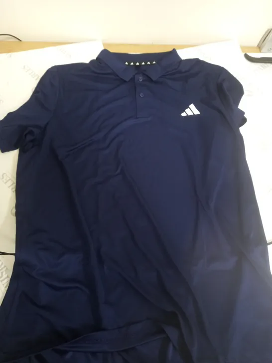 ADIDAS BLUE THIN POLO DRI FIT TOP - XL