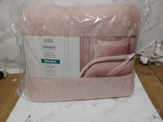 BRAND NEW SUPER SOFT FAUX FUR DUVET SET - DOUBLE - PINK 