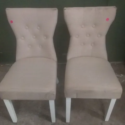 X2 BEWLEY BEIGE BUTTON BACK DINING CHAIR 