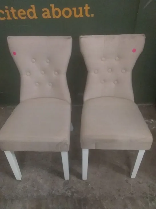 X2 BEWLEY BEIGE BUTTON BACK DINING CHAIR 