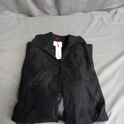 BEN DE LISI SUED COAT IN BLACK SIZE UK 12