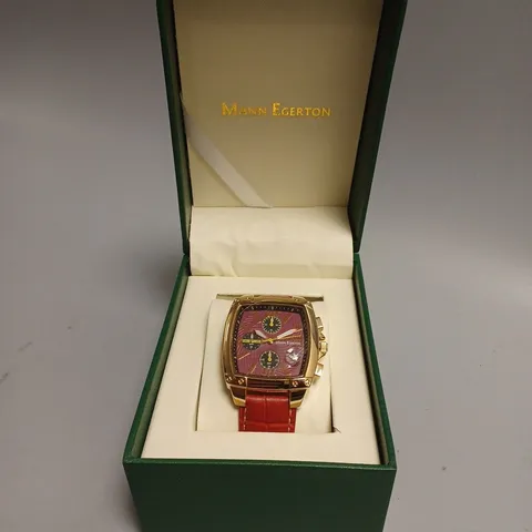 BOXED MANN EGERTON OBSERVER RED DIAL WATCH 