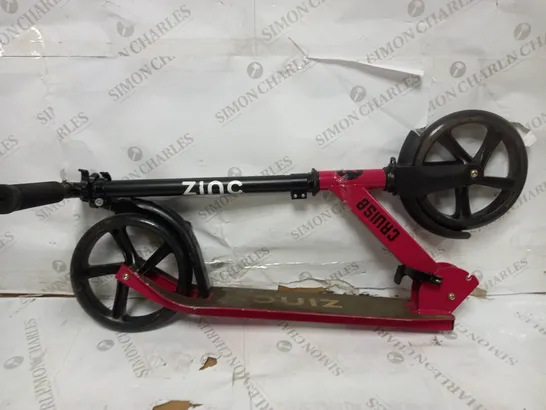 ZINC BIG WHEELED FOLDING CRUISE SCOOTER - RED RRP £69.99