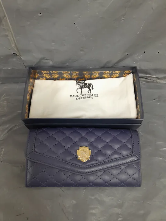 BOXED PAUL COSTELLOE DRESSAGE QUILTED PURSE IN NAVY