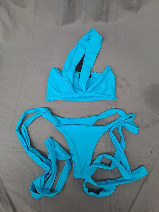 EGO TIE BIKINI WITH HALTERNECK AND BANDEU TOPS IN BRIGHT BLUE SIZE 6