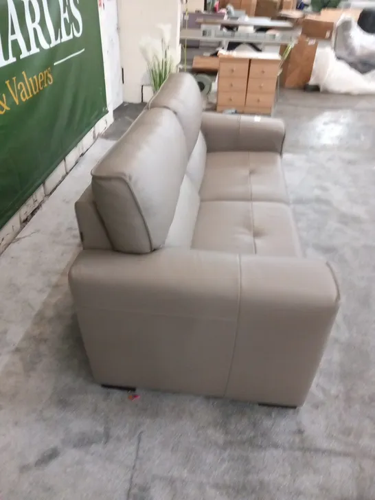 DESIGNER ITALIAN MADE CUBO GREY LEATHER ELECTRIC RECLINING THREE SEATER SOFA