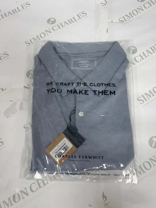 CHARLES TYRWHITT PLAIN SHORT SLEEVE JERSEY POLO IN SILVER SIZE XL