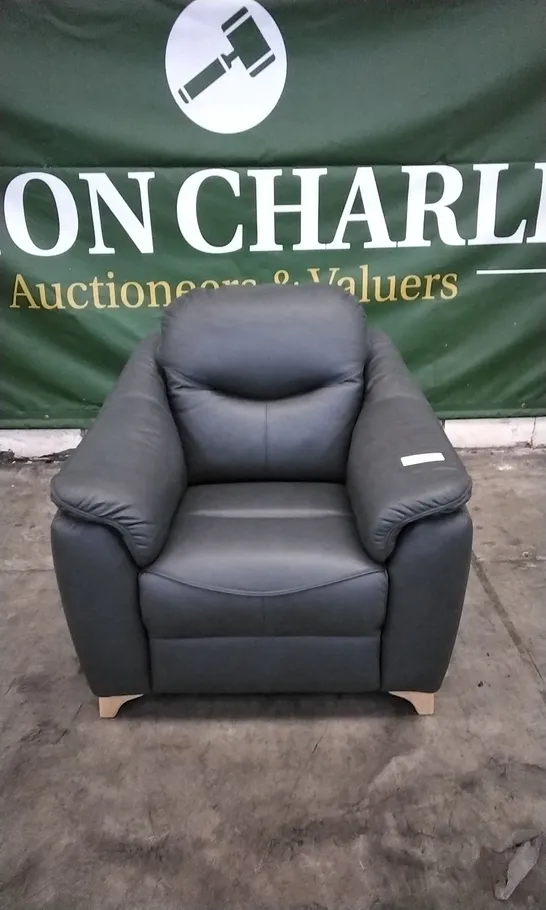 QUALITY BRITISH DESIGNED & MANUFACTURED G PLAN JACKSON POWER RECLINER ARMCHAIR CAMBRIDGE PETROL BLUE LEATHER