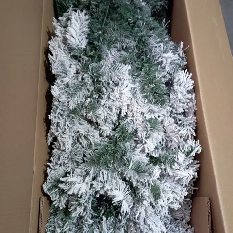 BOXED 8FT FLOCKED PRE LIT DOWNSWEPT REAL LOOK PINE CHRISTMAS TREE - COLLECTION ONLY