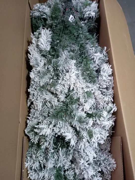 BOXED 8FT FLOCKED PRE LIT DOWNSWEPT REAL LOOK PINE CHRISTMAS TREE - COLLECTION ONLY RRP £187.99