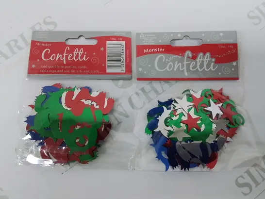 TWO BOXES OF 144 BRAND NEW 14G PACKS OF MONSTER FOIL CONFETTI 