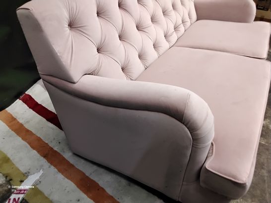 DESIGNER FOXCOTE THREE SEATER METAL ACTION SOFA BED PINK PLUSH FABRIC 