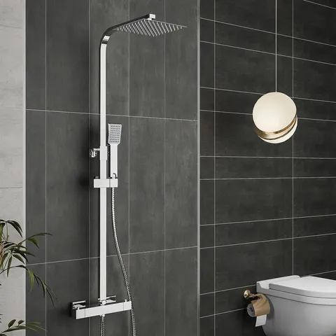 BOXED KANTE THERMOSTATIC EXPOSED SHOWER MIXER TWIN HEAD 