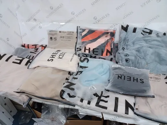 BOX OF APPROXIMATELY 25 SHEIN PRODUCTS IN VARIOUS COLOURS & SIZES