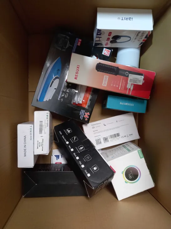 LARGE BOX OF APPROXIMATELY ASSORTED ELECTRICAL ITEMS TOO INCLUDE HEADPHONES , FANS AND GROOMING SETS 