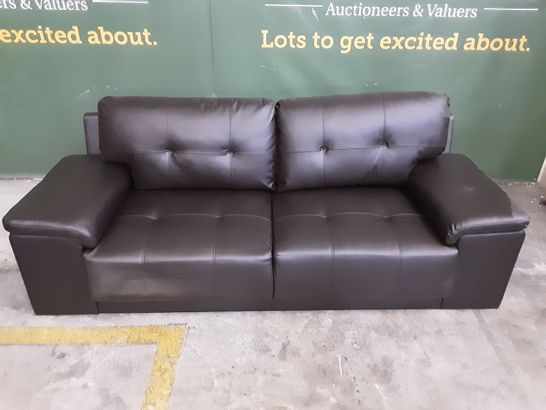 DESIGNER BROWN LEATHER 3-SEATER SOFA 