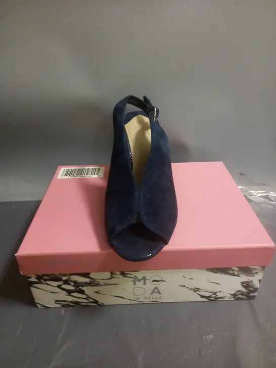 MODA IN PELLE CHRISSI SUEDE PEEP TOE SLINGBACK SANDALS NAVY SIZE EU 39