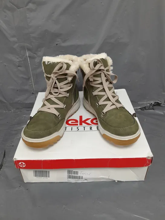 RIEKER WATER RESISTANT WARM LINED HIKING LACE UP BOOT- KHAKI SIZE 5