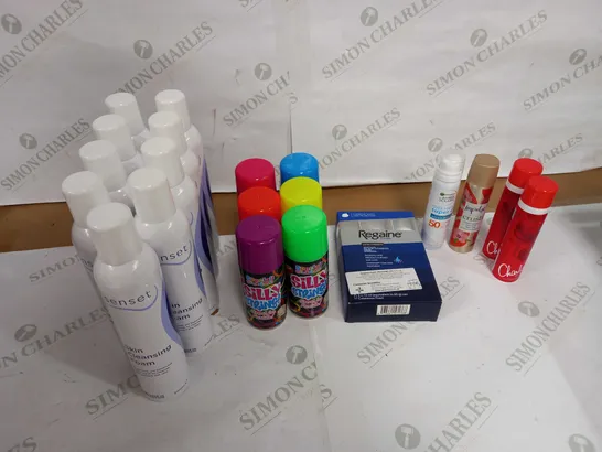 LOT OF APPROX 20 ASSORTED AEROSOLS TO INCLUDE SHOWER FOAM, SILLY STRING, BODY SPRAY ETC